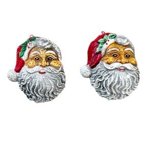 Two Plastic Vintage Christmas Ornaments Santa Claus/ St. Nicholas Bundle & Save